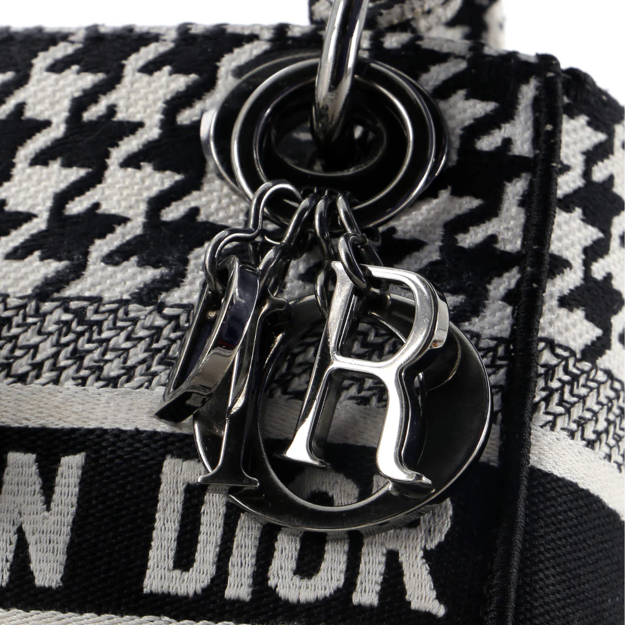 Lady D-Lite Bag Houndstooth Canvas Mini - Deep Luxury