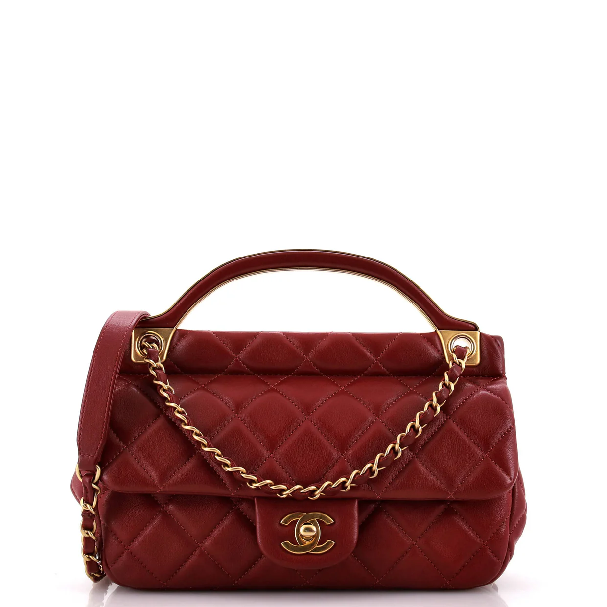 Lady Handle Flap Bag Quilted Calfskin Small - Deep Luxury