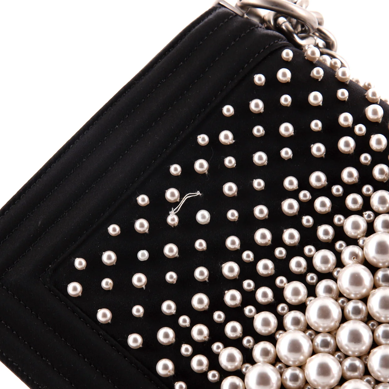 Boy Flap Bag Pearl Embellished Satin Old Medium - Deep Luxury