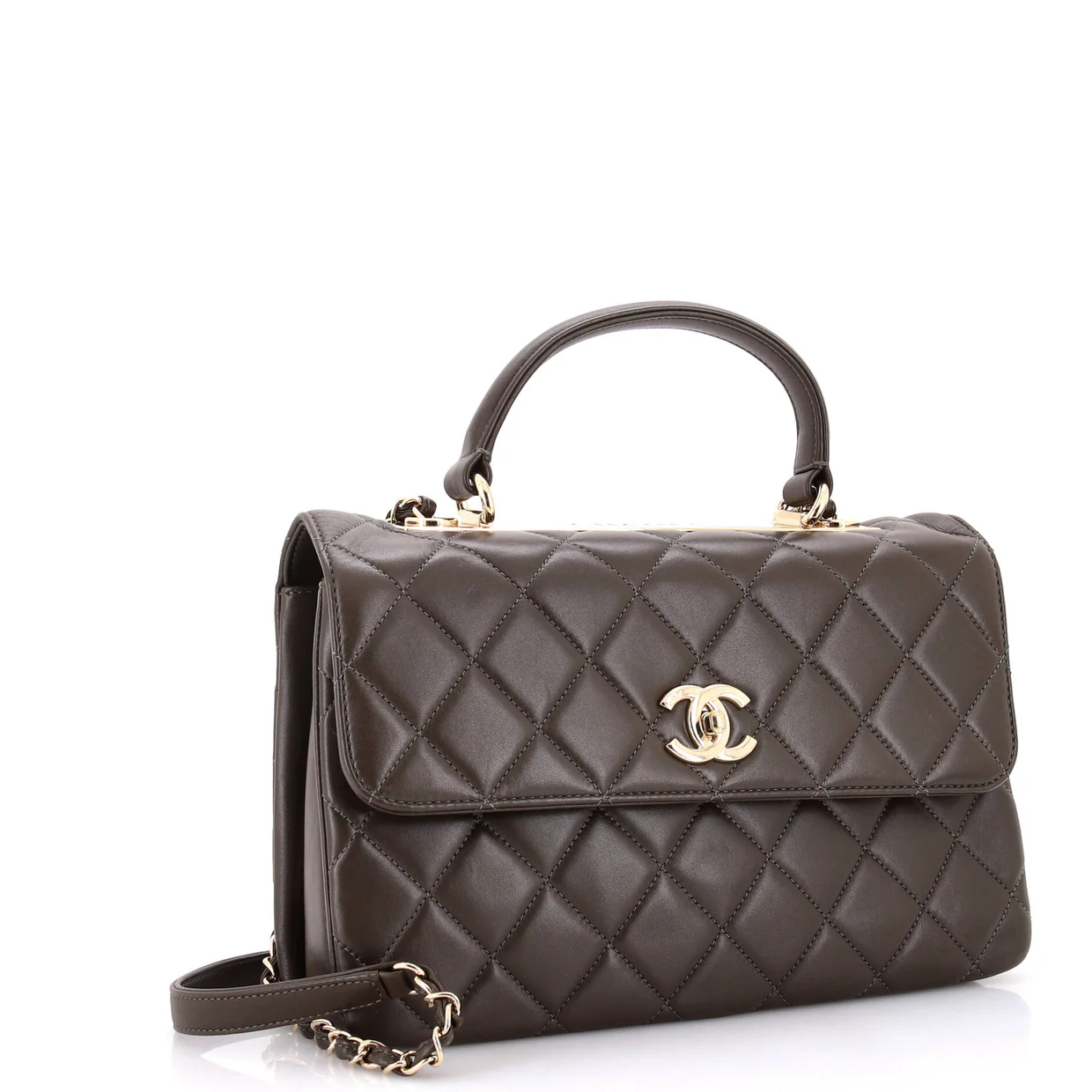 Trendy CC Top Handle Bag Quilted Lambskin Medium - Deep Luxury