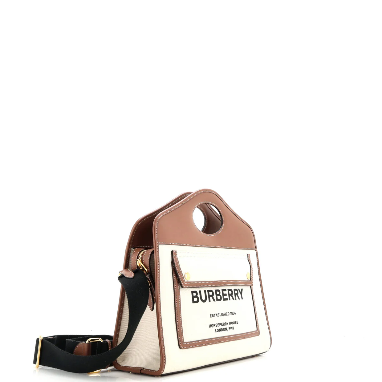 Logo Pocket Tote Canvas with Leather Small - Deep Luxury