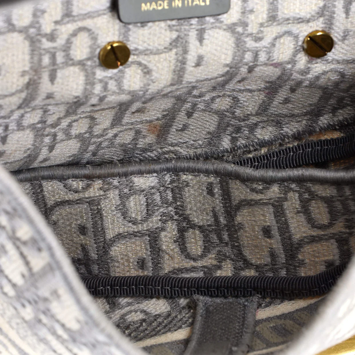 Saddle Handbag Logo Embroidered Oblique Canvas Medium - Deep Luxury