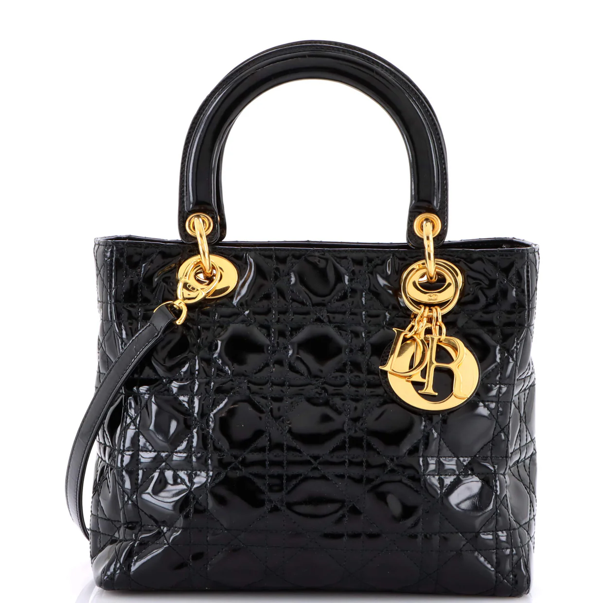 Vintage Lady Dior Bag Cannage Quilt Patent Medium - Deep Luxury