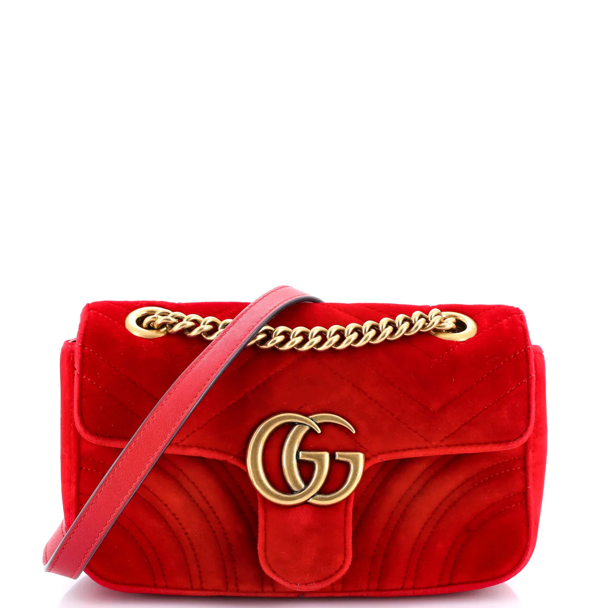 GG Marmont Flap Bag Matelasse Velvet Mini - Deep Luxury