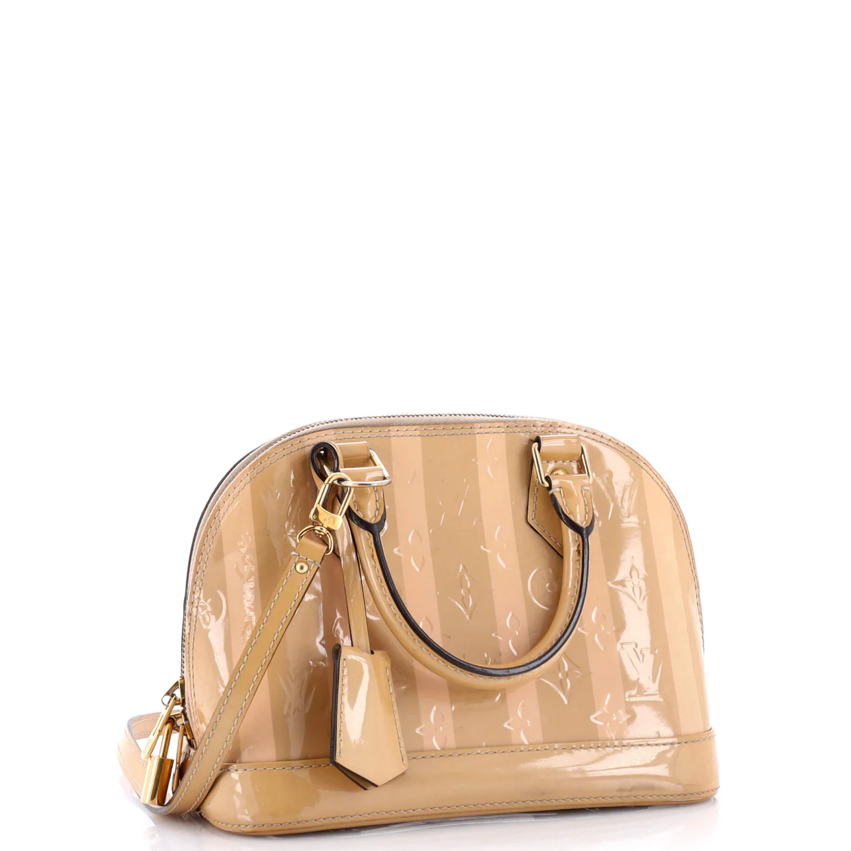 Alma Handbag Limited Edition Monogram Vernis Rayures BB - Deep Luxury