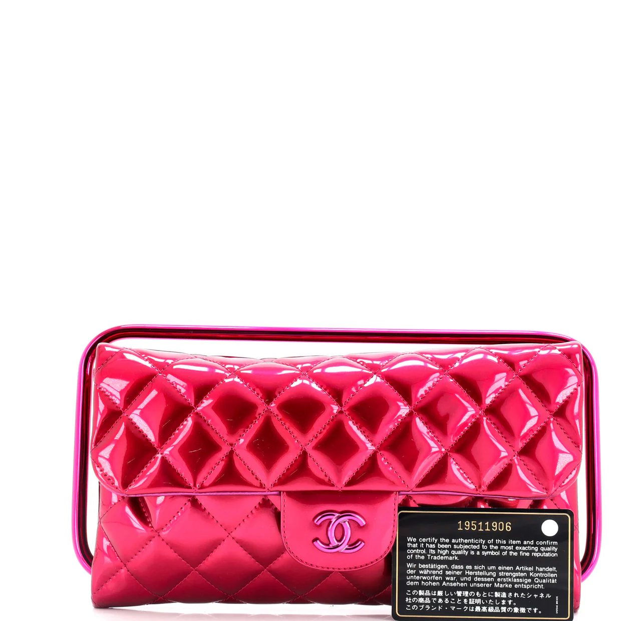 Metal Handle Clutch Quilted Metallic Patent Medium - Deep Luxury