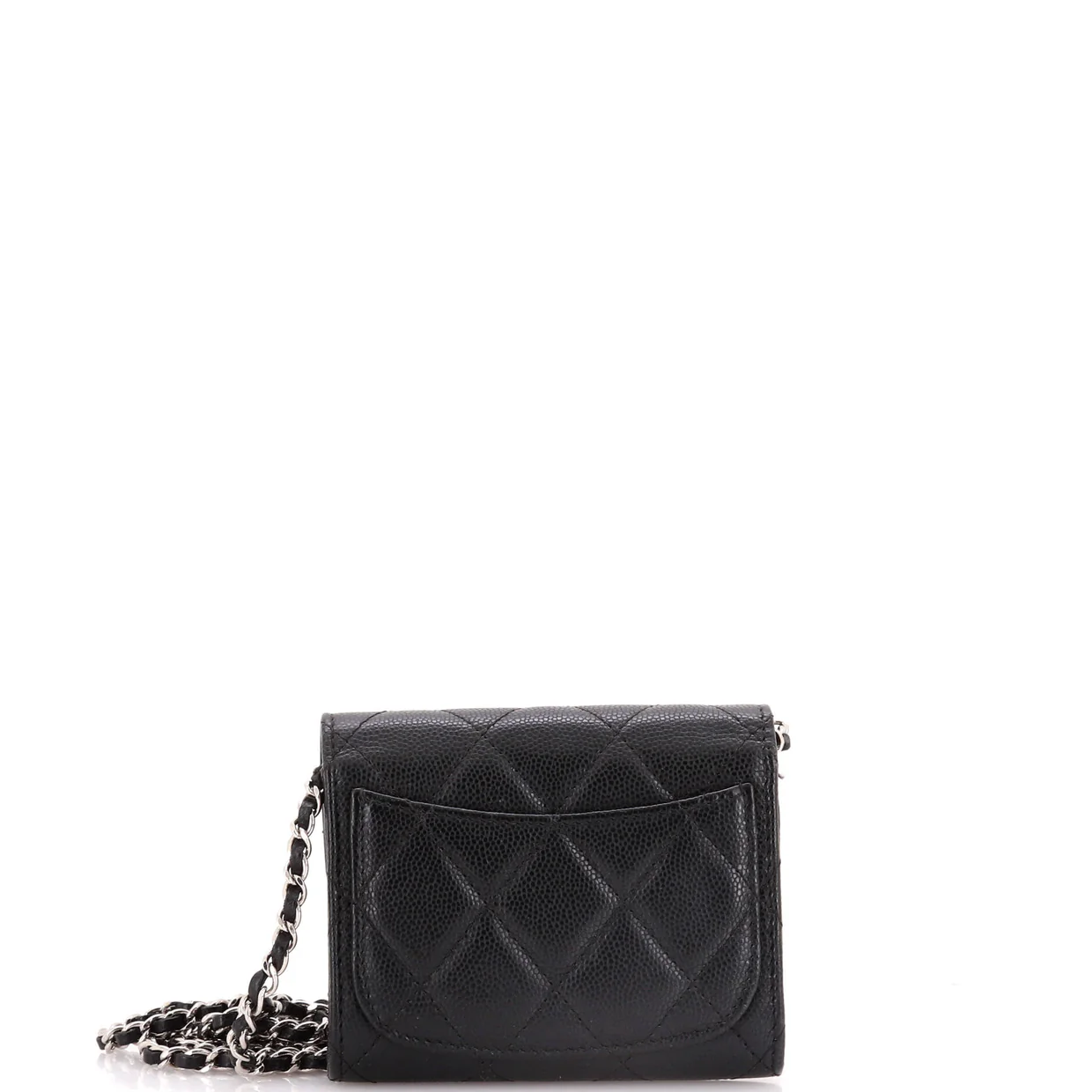 Classic Flap Card Holder on Chain Quilted Caviar Mini - Deep Luxury