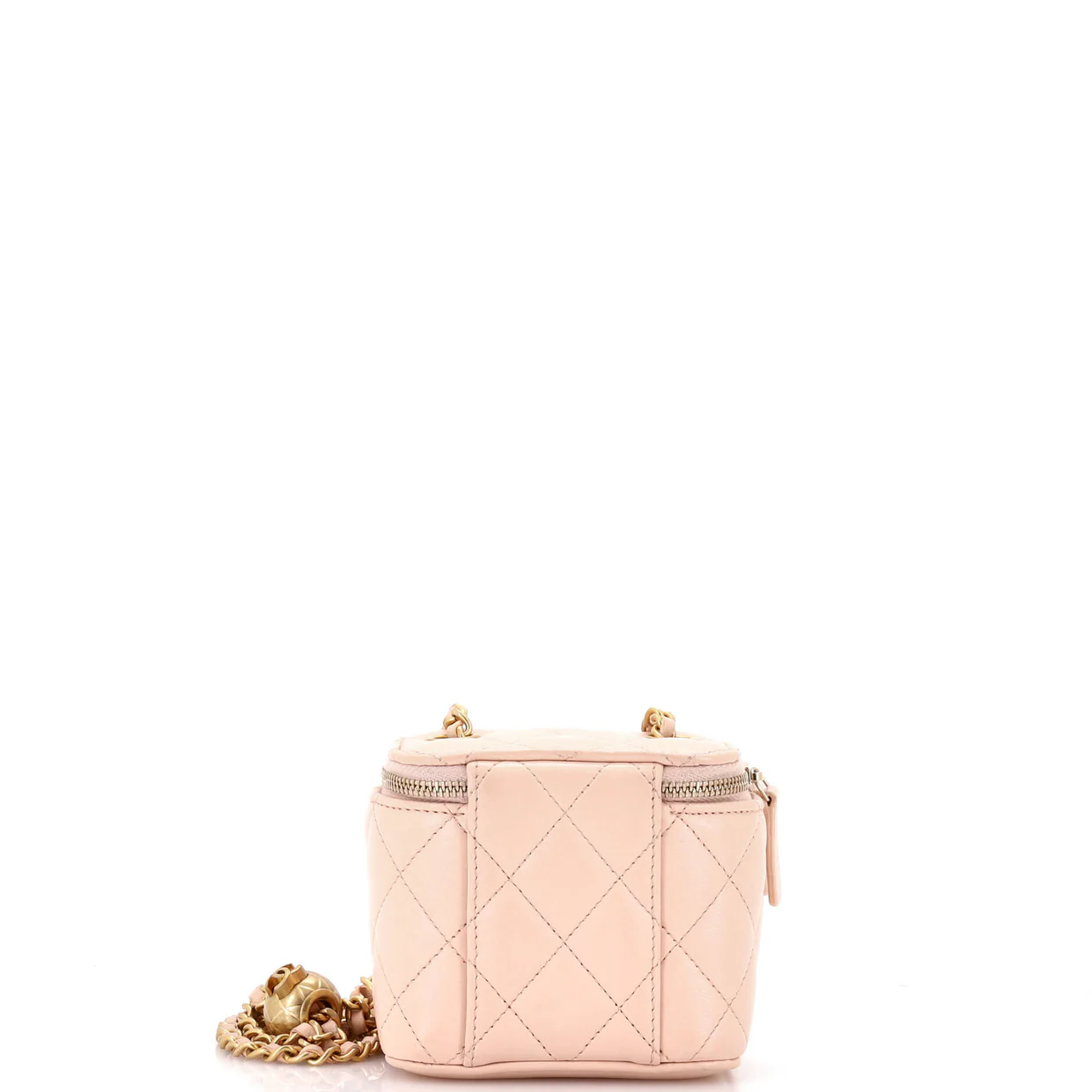 Pearl Crush Vanity Case with Chain Quilted Lambskin Mini - Deep Luxury