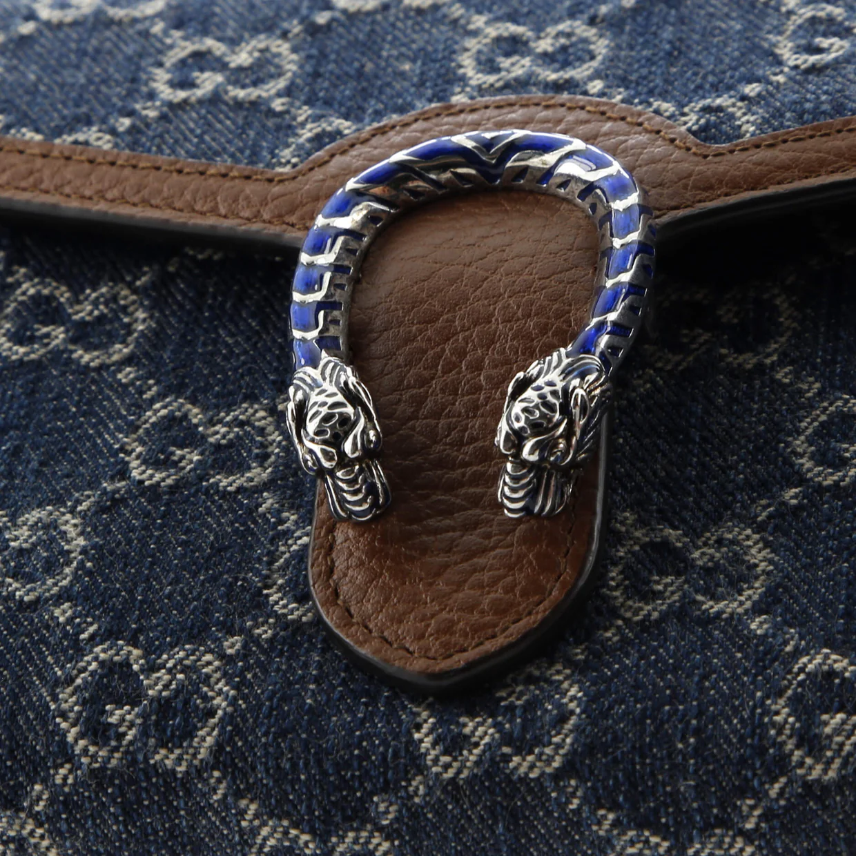 Dionysus Chain Wallet GG Denim Small - Deep Luxury