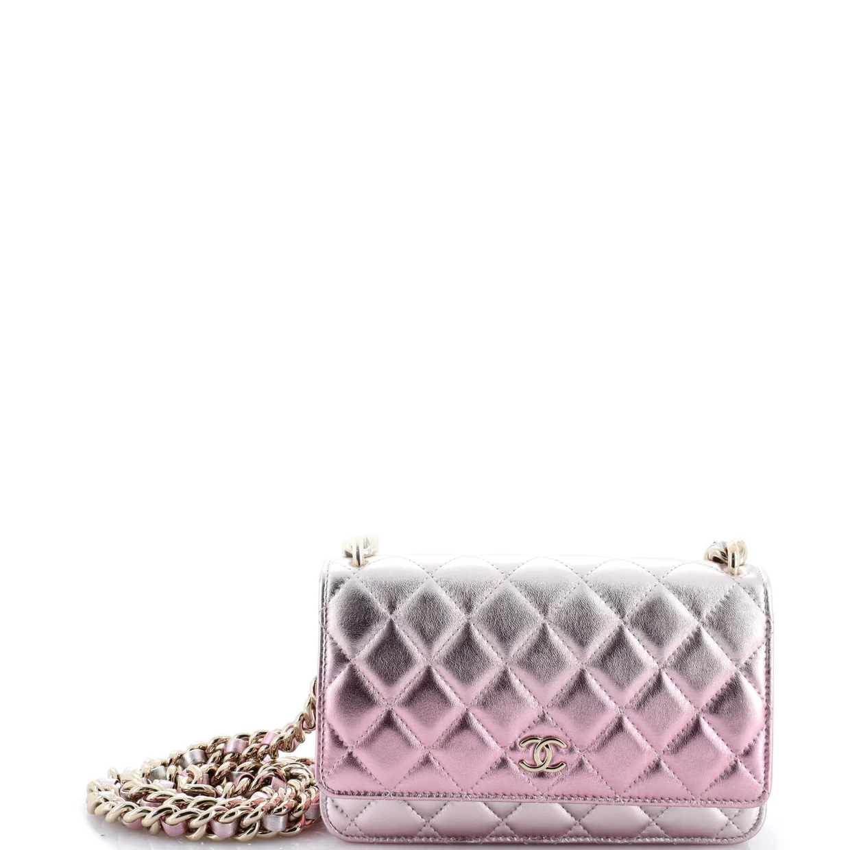 Like a Wallet Wallet on Chain Quilted Gradient Metallic Lambskin - Deep Luxury