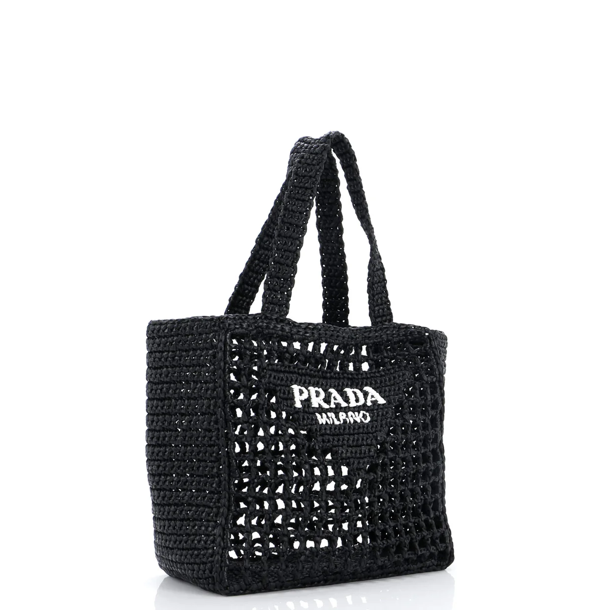 Triangle Logo Open Tote Raffia Small - Deep Luxury