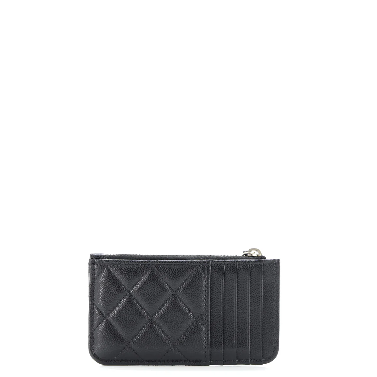 Flap Zip Card Holder Quilted Caviar - Deep Luxury
