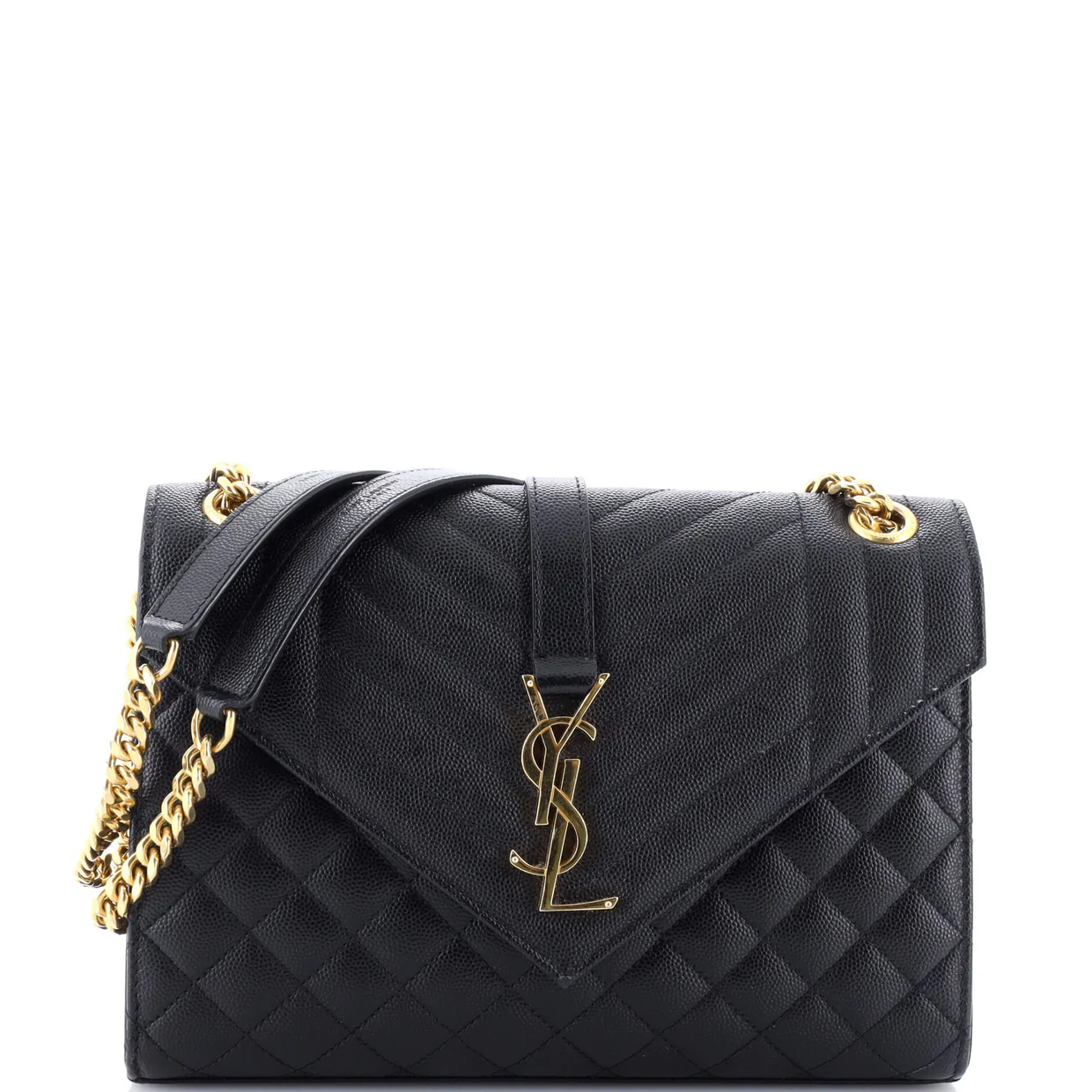 Classic Monogram Envelope Satchel Mixed Matelasse Leather Medium - Deep Luxury