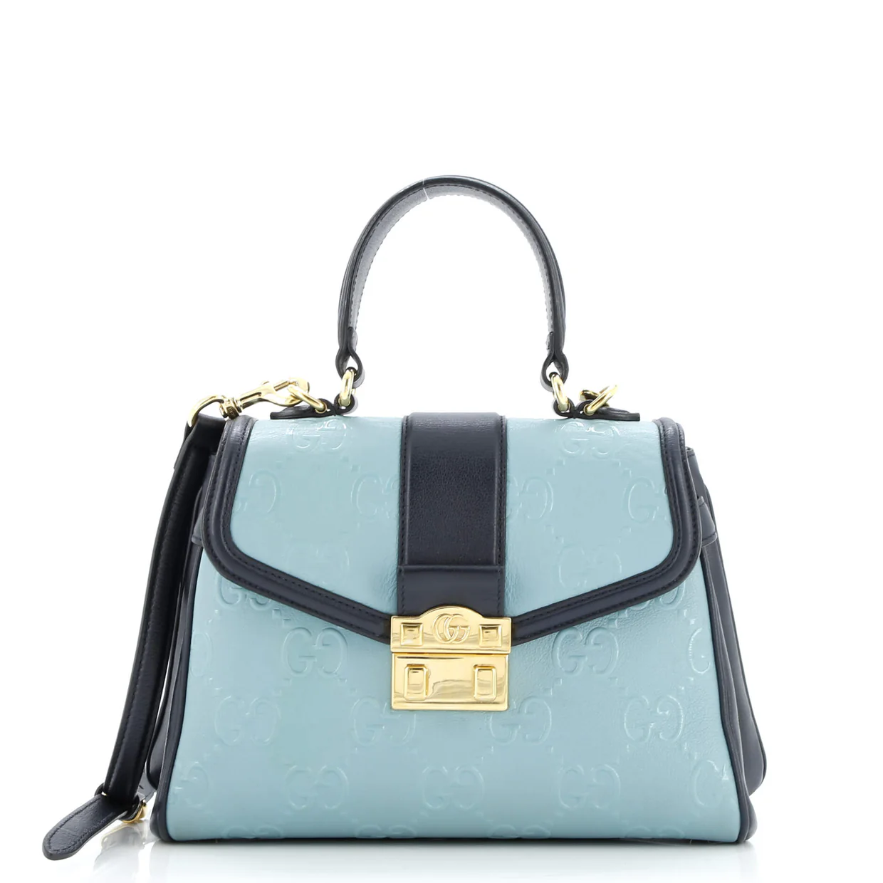 GG Padlock Top Handle Bag GG Embossed Leather Small - Deep Luxury