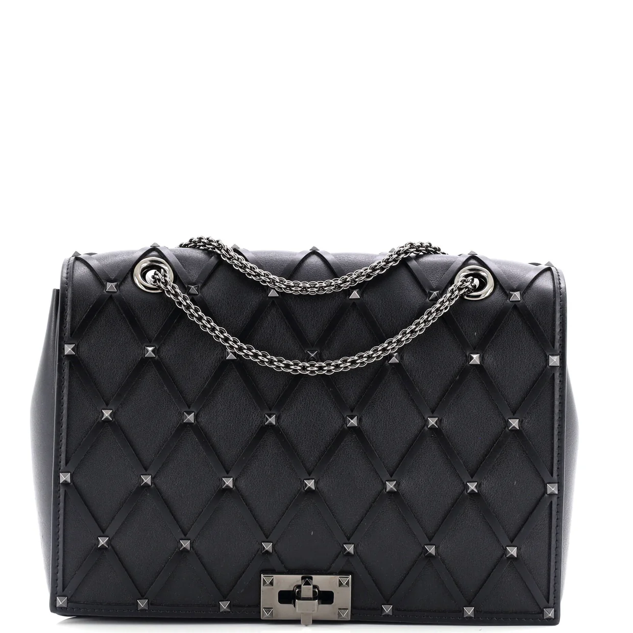 Rockstud Beehive Chain Flap Bag Quilted Leather Medium - Deep Luxury