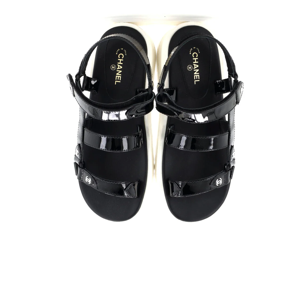Women's CC Logo Strappy Slingback Platform Sandals Patent - Deep Luxury