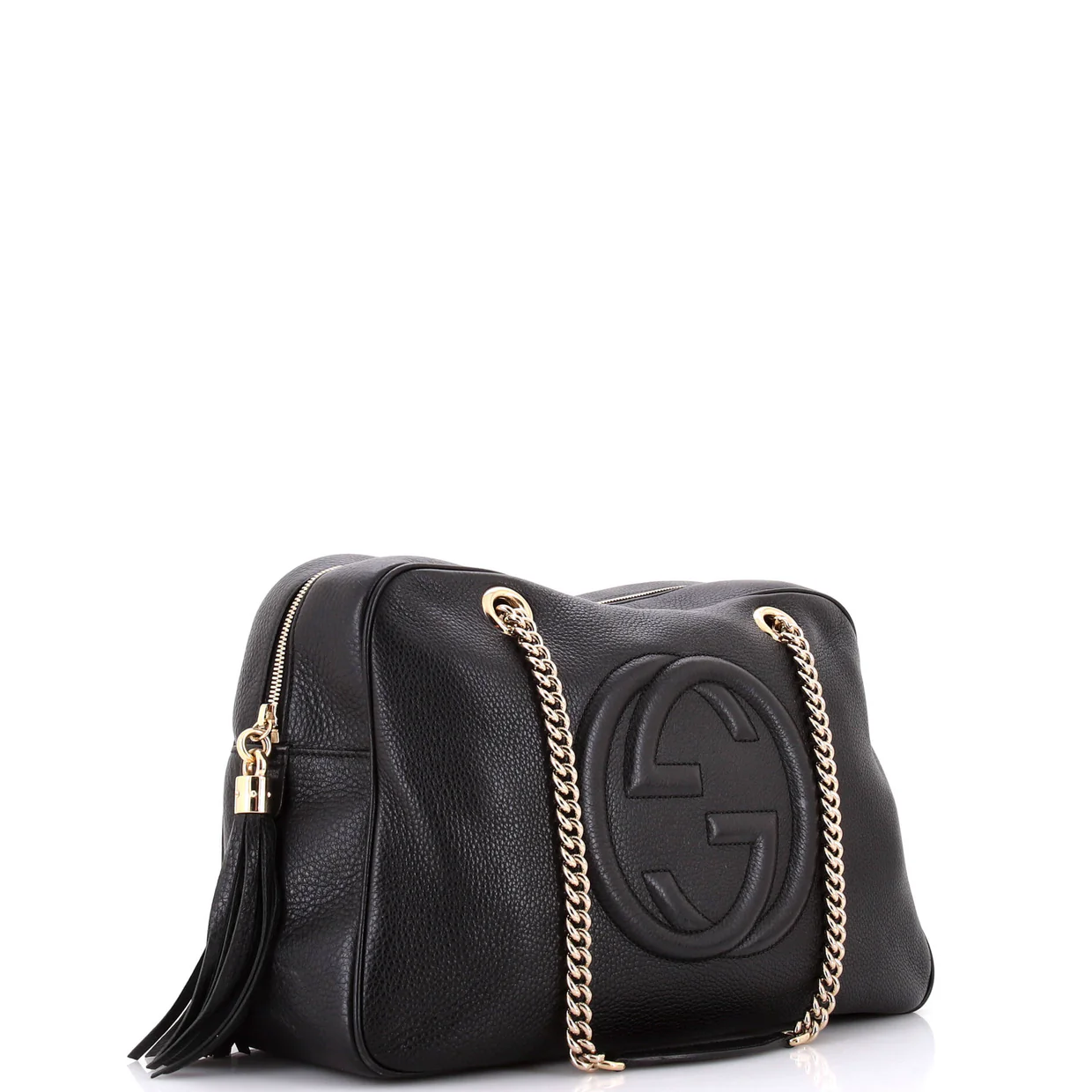 Soho Chain Zip Shoulder Bag Leather Medium - Deep Luxury