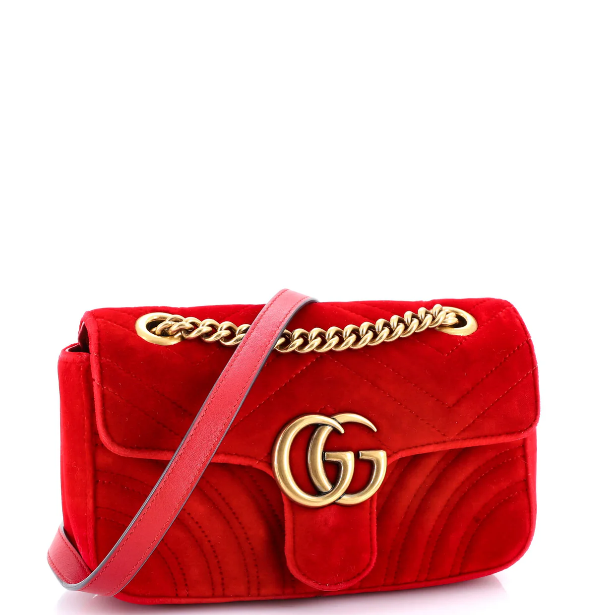 GG Marmont Flap Bag Matelasse Velvet Mini - Deep Luxury