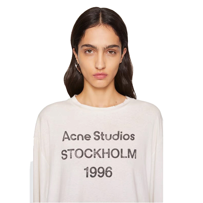 Acne Studios 1996 series off-white logo distressed short sleeves - Deep Luxury