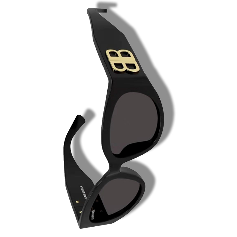 Balenciaga Balenciaga super cool personality cat's eye gold double B logo alloy oval sunglasses - Deep Luxury