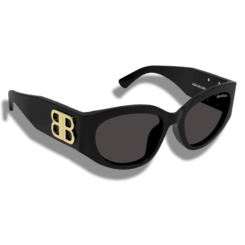 Balenciaga Balenciaga super cool personality cat's eye gold double B logo alloy oval sunglasses - Deep Luxury