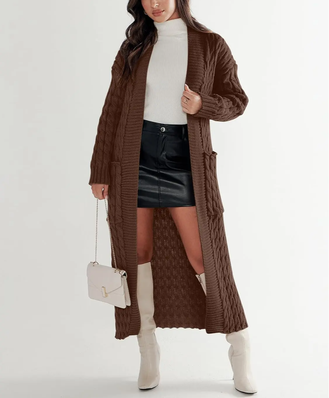 Women's Long Cardigan 2024 Oversized Coat Long Sleeve Open Cardigan Knitted Extra Long Coat Autumn Fashion Jacket Clothes