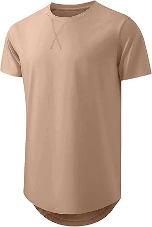 🔥Men's 12-Pack Cotton Hipster Hip Hop Longline Crewneck T-Shirt