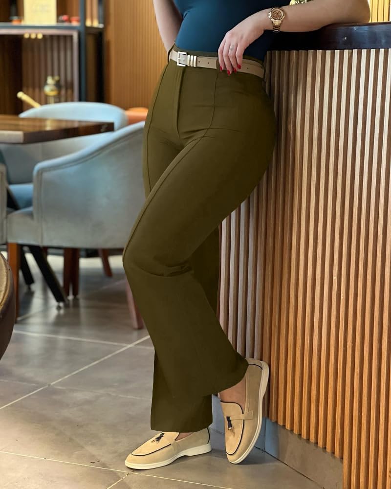 Work Pants for Women High Waist Straight Leg Work Pants Business Casual Trousers