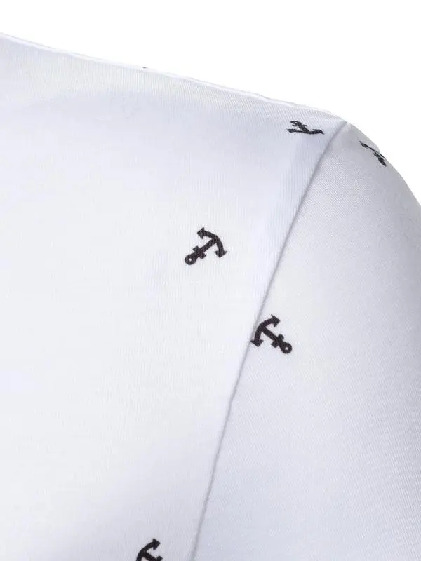 Men's Anchor Print Short Sleeve Polo Shirt