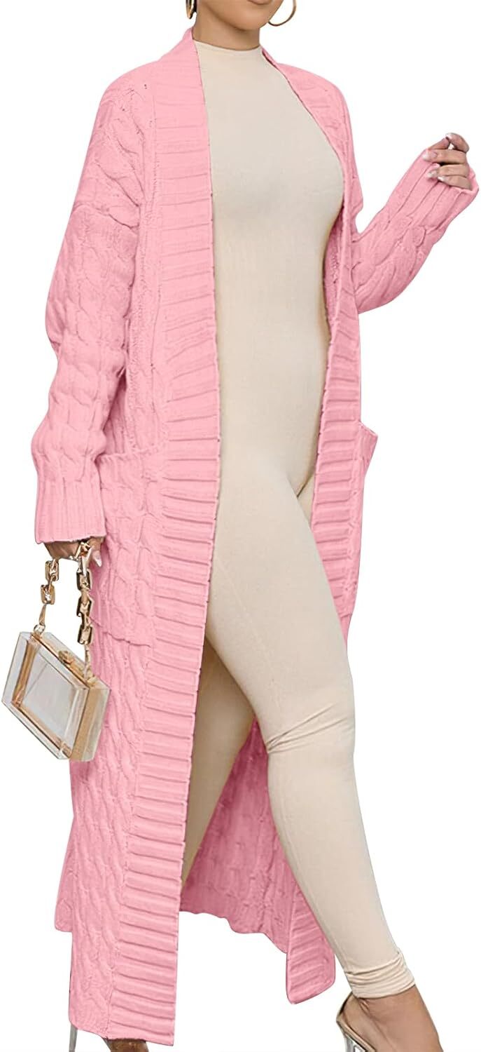 Women's Long Cardigan 2024 Oversized Coat Long Sleeve Open Cardigan Knitted Extra Long Coat Autumn Fashion Jacket Clothes