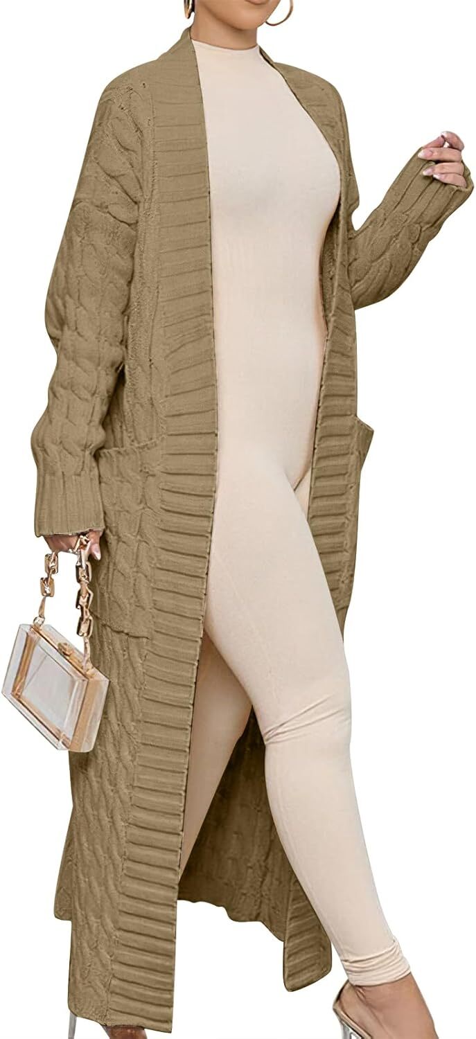 Women's Long Cardigan 2024 Oversized Coat Long Sleeve Open Cardigan Knitted Extra Long Coat Autumn Fashion Jacket Clothes