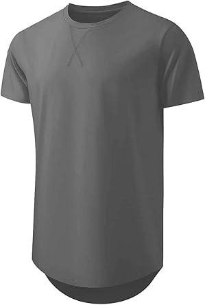 🔥Men's 12-Pack Cotton Hipster Hip Hop Longline Crewneck T-Shirt