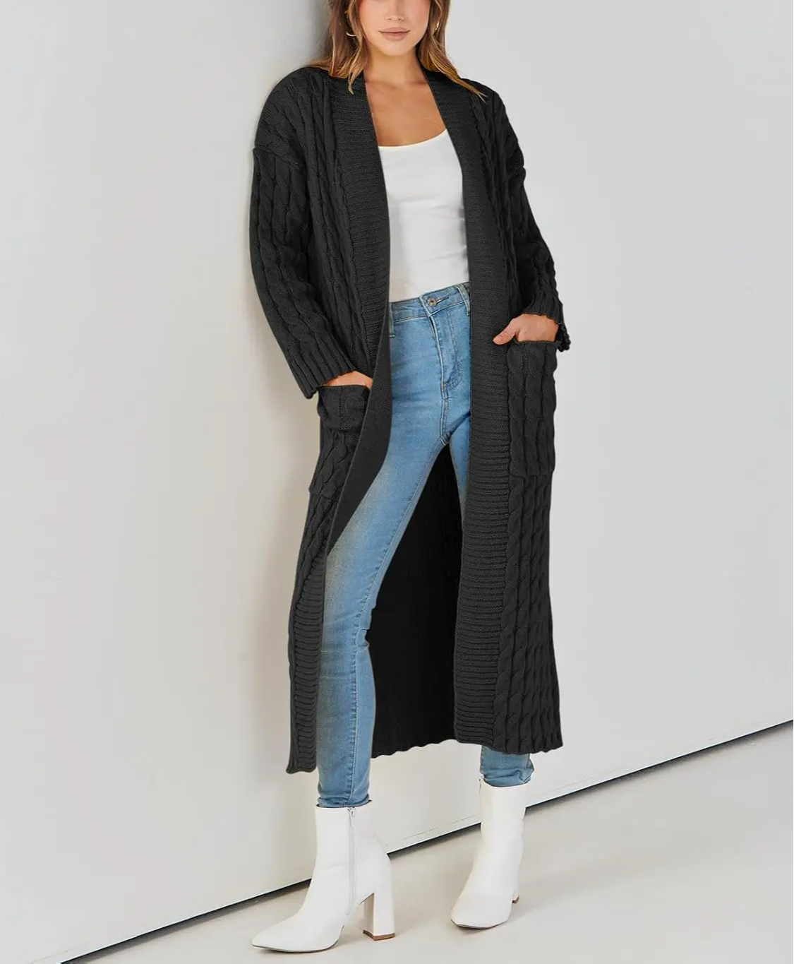 Women's Long Cardigan 2024 Oversized Coat Long Sleeve Open Cardigan Knitted Extra Long Coat Autumn Fashion Jacket Clothes
