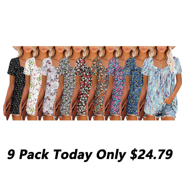 ā°Hot Sale-Women's Summer Pleated Printed Short-Sleeves