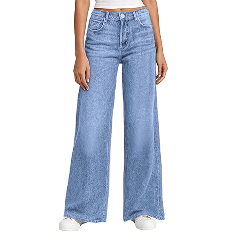 Women's Sweatpant Jeans Print Denim Sweatpants High Waisted Full-Length Wide Leg Pants Baggy Comfort Faux Jeans
