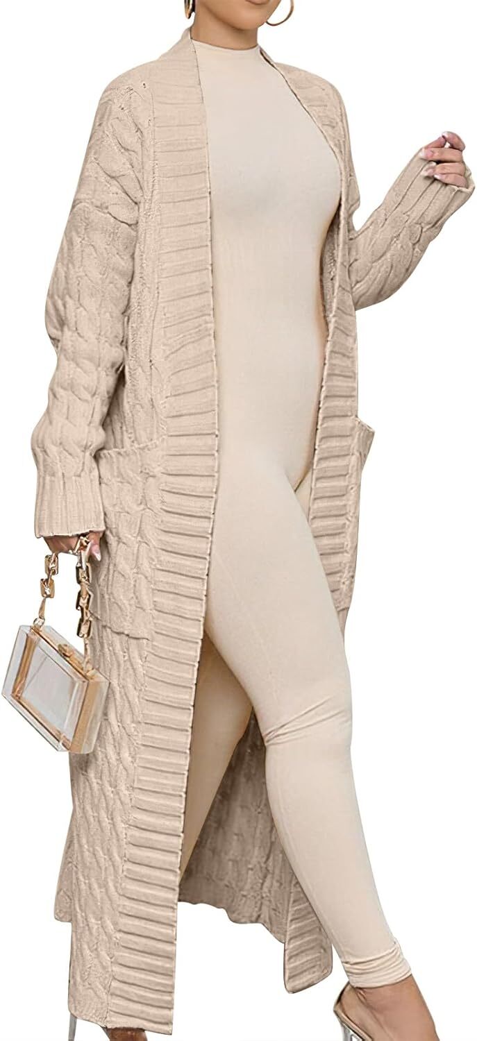 Women's Long Cardigan 2024 Oversized Coat Long Sleeve Open Cardigan Knitted Extra Long Coat Autumn Fashion Jacket Clothes