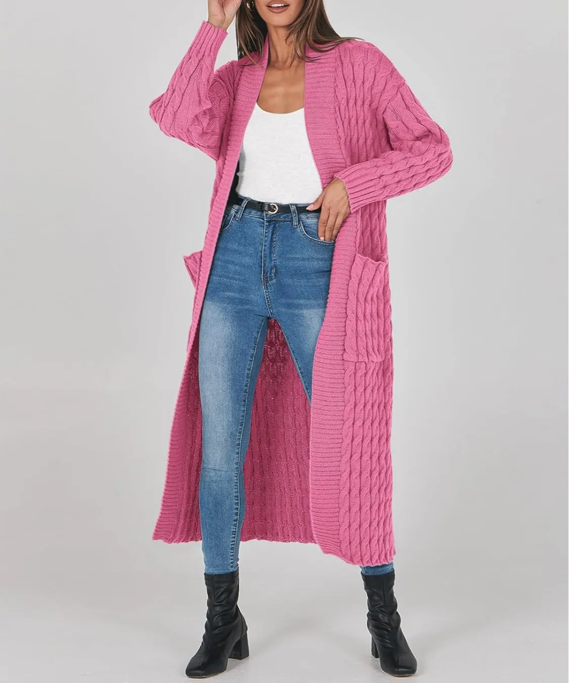 Women's Long Cardigan 2024 Oversized Coat Long Sleeve Open Cardigan Knitted Extra Long Coat Autumn Fashion Jacket Clothes