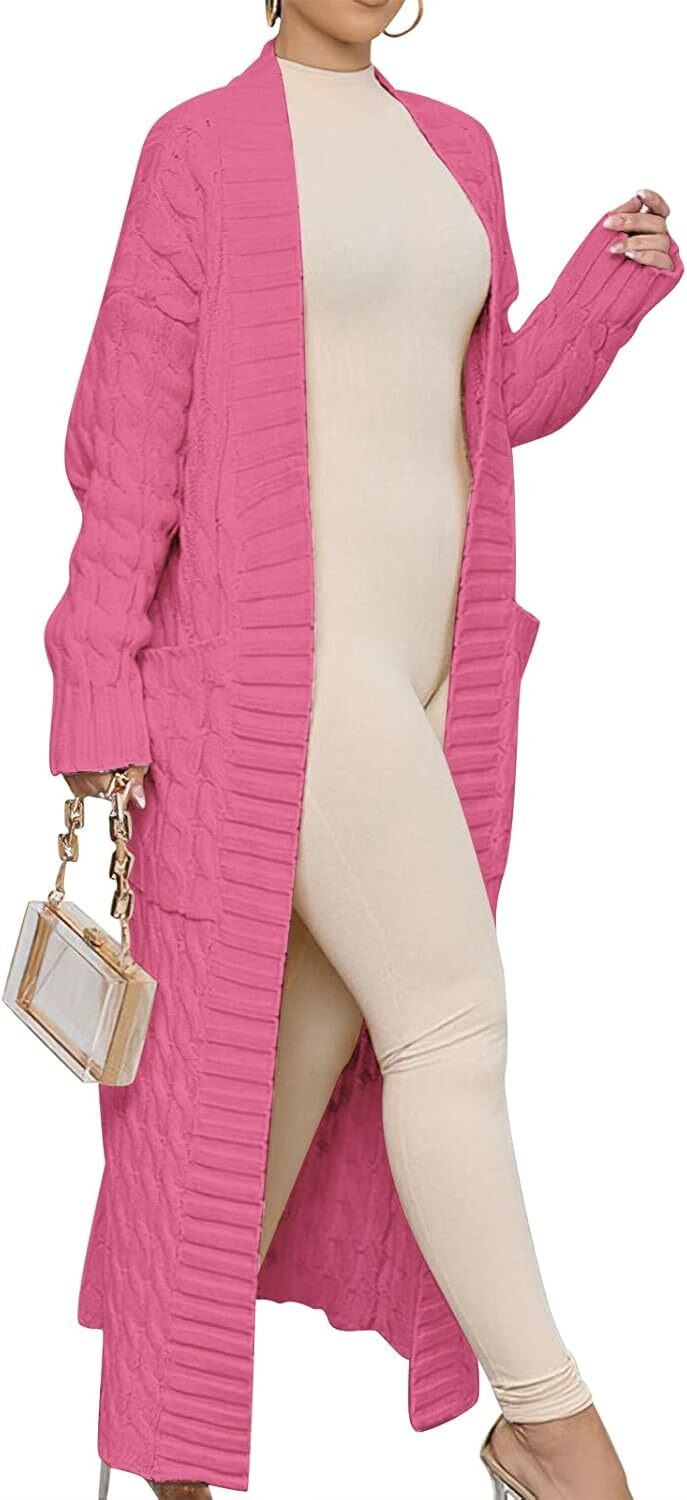 Women's Long Cardigan 2024 Oversized Coat Long Sleeve Open Cardigan Knitted Extra Long Coat Autumn Fashion Jacket Clothes