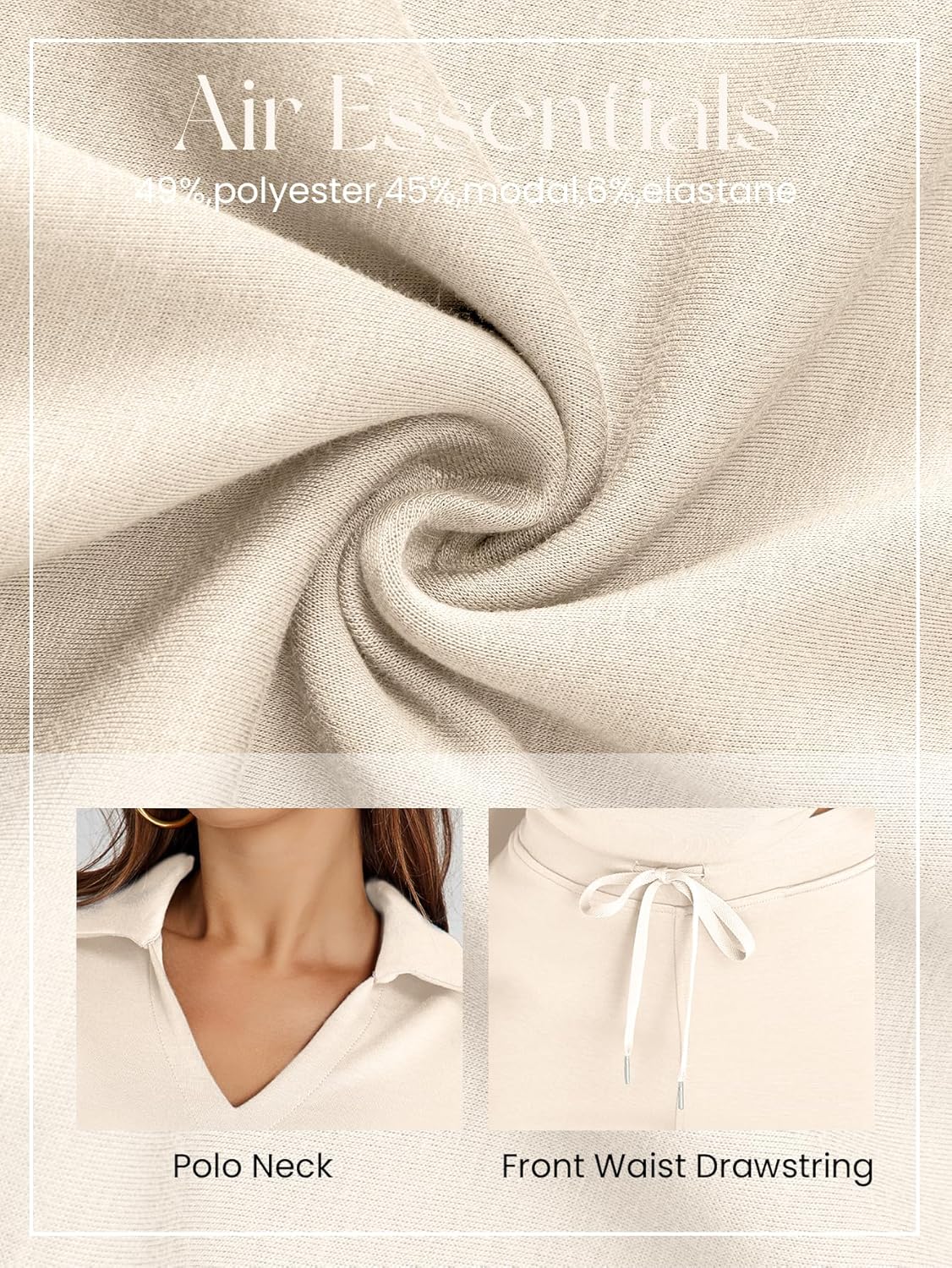 Women's 2 Piece Sets Outfits Casual Long Sleeve Sweatsuits Polo Top and Wide Leg Pants Matching Sets