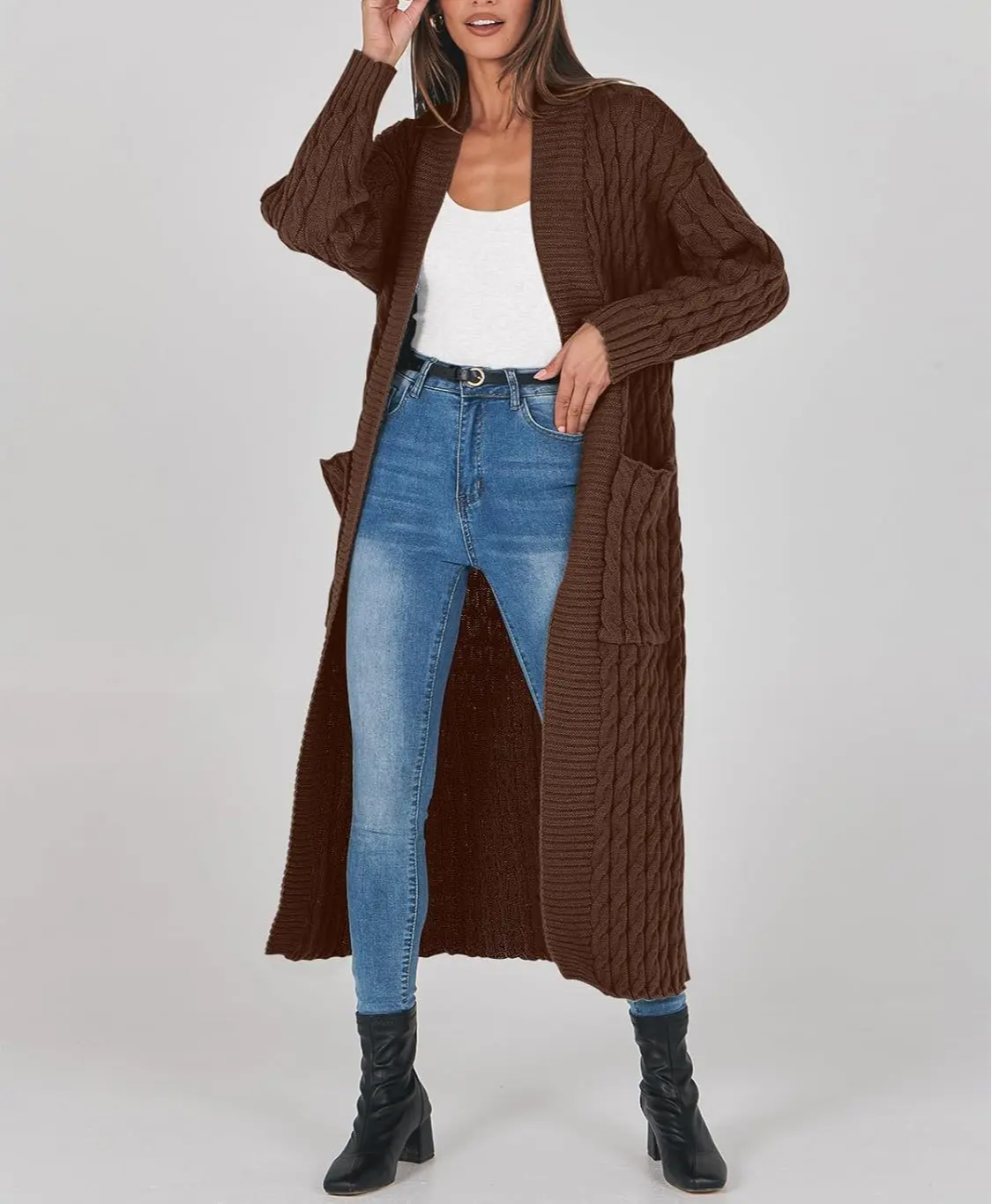 Women's Long Cardigan 2024 Oversized Coat Long Sleeve Open Cardigan Knitted Extra Long Coat Autumn Fashion Jacket Clothes
