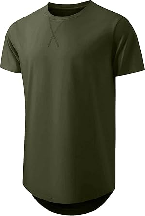 🔥Men's 12-Pack Cotton Hipster Hip Hop Longline Crewneck T-Shirt