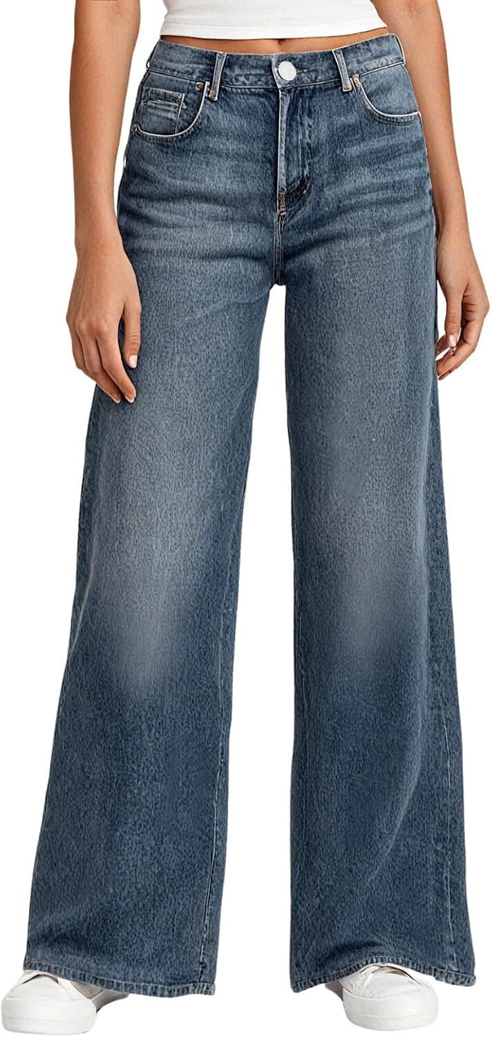 Women's Sweatpant Jeans Print Denim Sweatpants High Waisted Full-Length Wide Leg Pants Baggy Comfort Faux Jeans