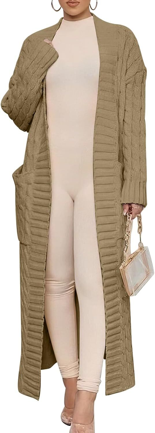 Women's Long Cardigan 2024 Oversized Coat Long Sleeve Open Cardigan Knitted Extra Long Coat Autumn Fashion Jacket Clothes