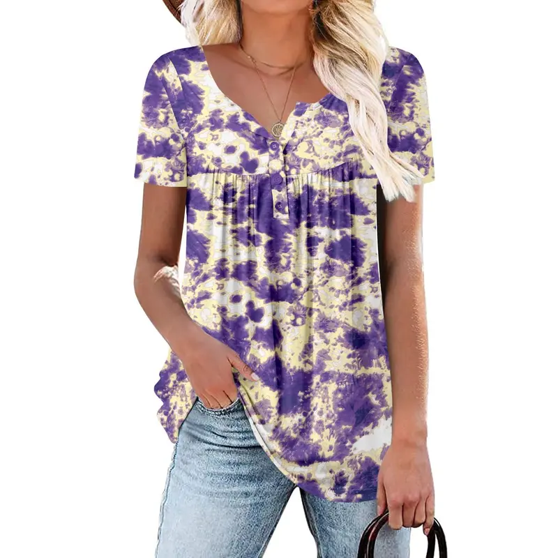 ⏰Hot Sale-Women's Summer Pleated Printed Short-Sleeves