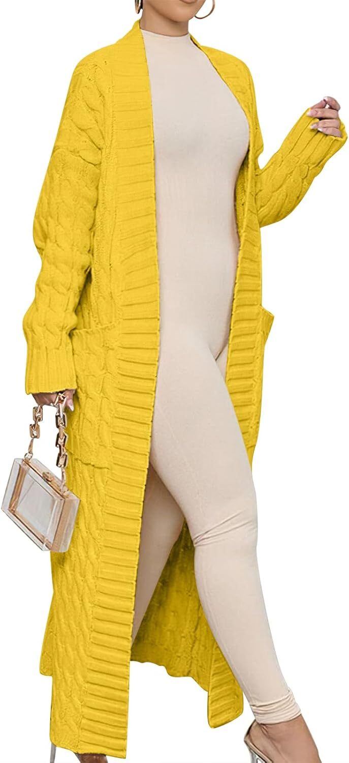 Women's Long Cardigan 2024 Oversized Coat Long Sleeve Open Cardigan Knitted Extra Long Coat Autumn Fashion Jacket Clothes