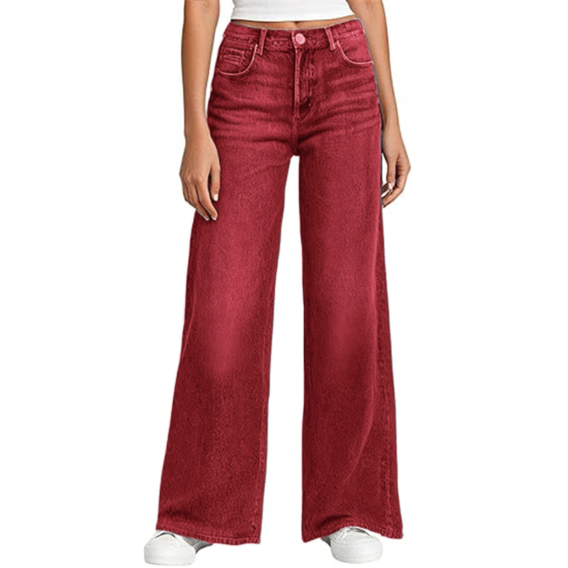 Women's Sweatpant Jeans Print Denim Sweatpants High Waisted Full-Length Wide Leg Pants Baggy Comfort Faux Jeans