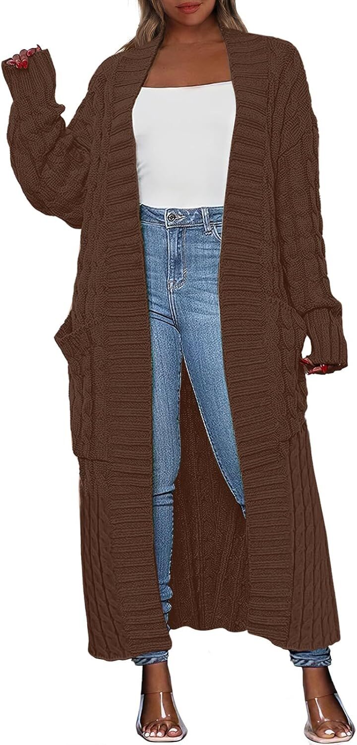 Women's Long Cardigan 2024 Oversized Coat Long Sleeve Open Cardigan Knitted Extra Long Coat Autumn Fashion Jacket Clothes