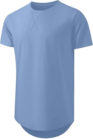 🔥Men's 12-Pack Cotton Hipster Hip Hop Longline Crewneck T-Shirt