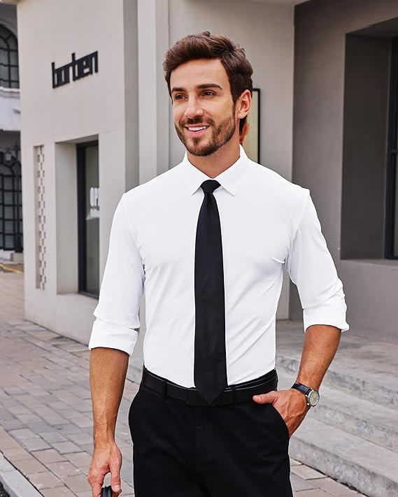 16-Way Stretch Slim Fit Long Sleeve Button Down Shirts Wrinkle Free Traveler Shirts
