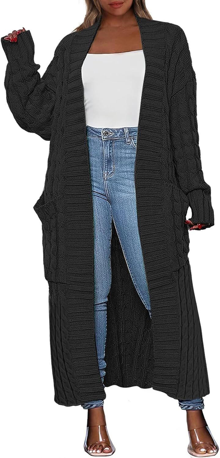 Women's Long Cardigan 2024 Oversized Coat Long Sleeve Open Cardigan Knitted Extra Long Coat Autumn Fashion Jacket Clothes